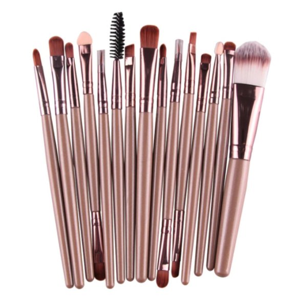 Other - NEW 15 pcs Nude Rose Gold Pro Makeup Brush Set